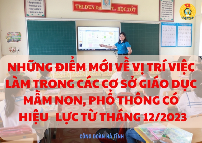 Những điểm mới về vị trí việc làm trong các cơ sở giáo dục mầm non, phổ thông có hiệu lực từ tháng 12/2023